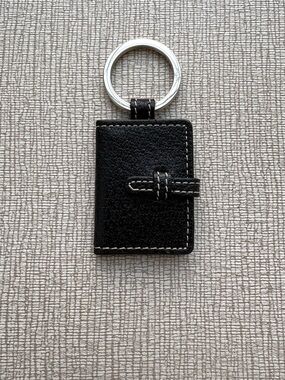 COACH Photo Book Black Pebbled Leather Mini Picture Frame Bag Charm Keychain Fob